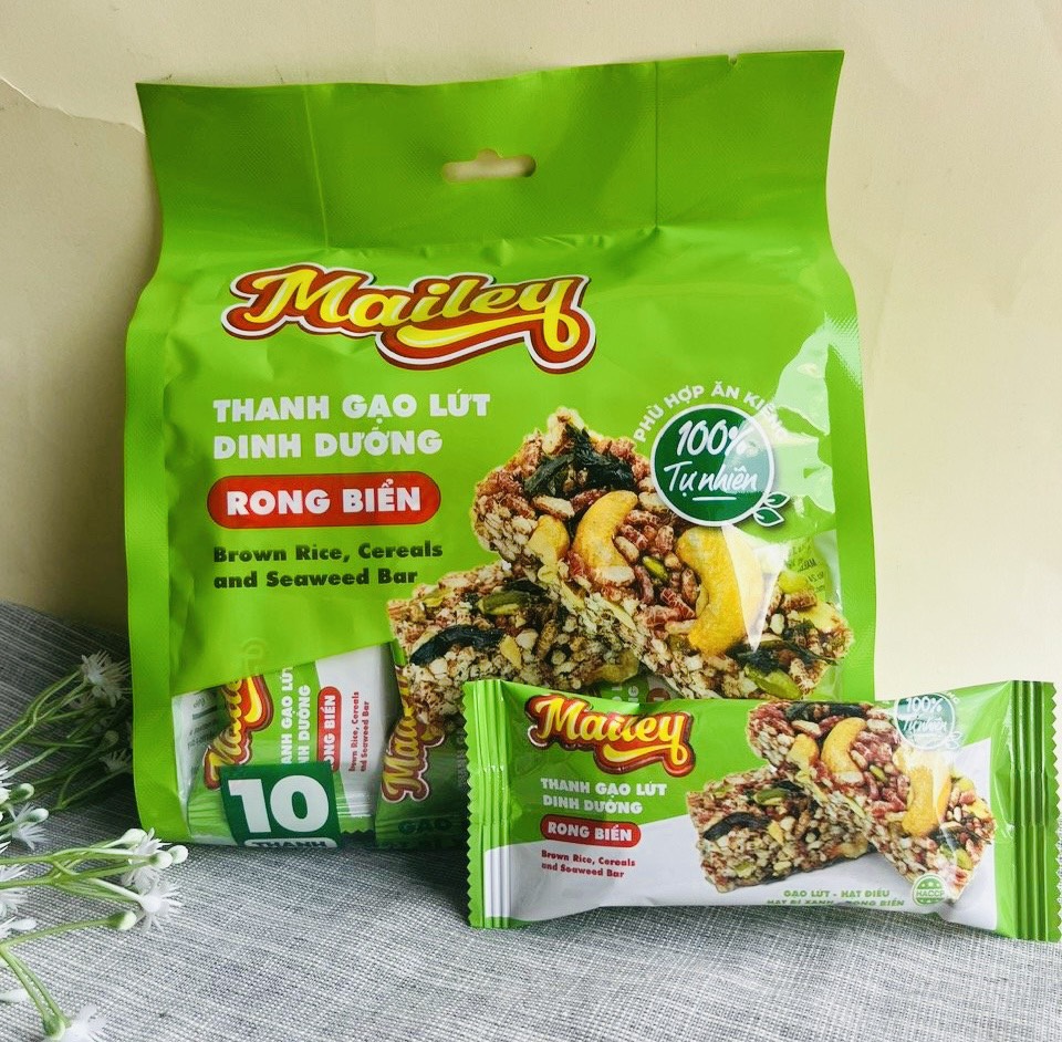 Thanh gạo lứt dinh dưỡng rong biển túi 160 g