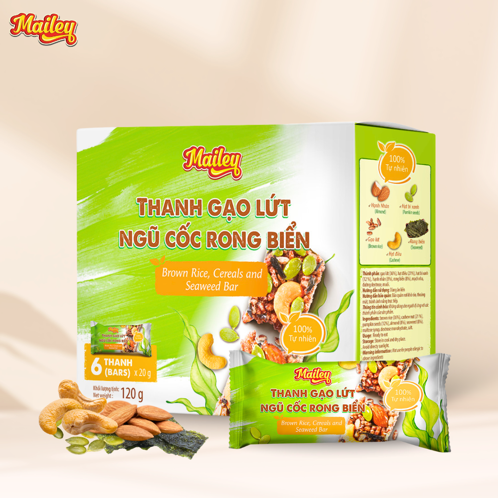Thanh gạo lứt ngũ cốc rong biển hộp 120gr
