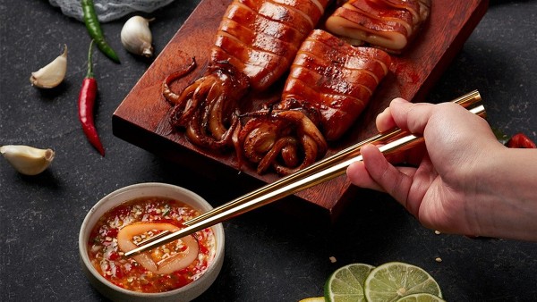 Thành phẩm của món mực nướng BBQ vô cùng đẹp mắt